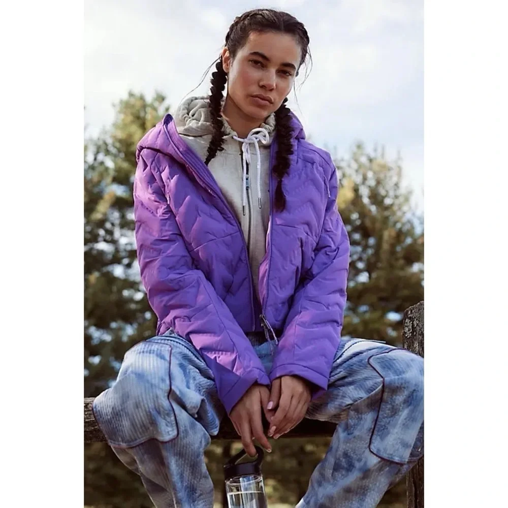 New Free People Movement Packable Puffer Jacket Purple Wavy XS